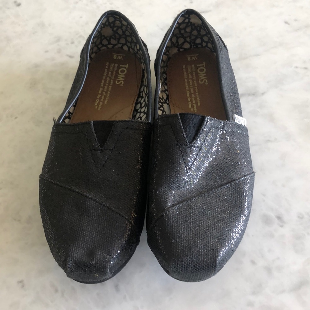 TOMS - black glitter size 8